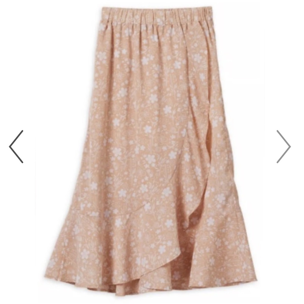 🧡Disney Mulan Inspired Floral Midi Soft Lined Pull On Skirt Super Cute Feminine